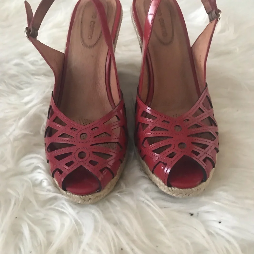 Corso Como red patent leather espadrille wedge 8
